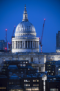 St. Paul's Cathedral dome by night, London, England, United Kingdom, Europe