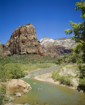 Angel's Landing and Virgin River, Zion National Park, Utah, United States of America (USA), North America