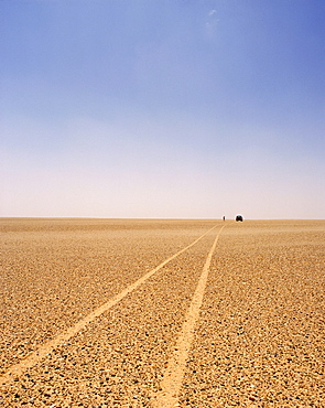 Typical example of the reg, a vast featureless stoney plain, Sahara region, Algeria, North Africa, Africa