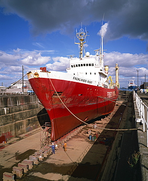 Falkland Fisheries patrol boat in Albert dock in Hull, Yorkshire, England, United Kingdom, Europe