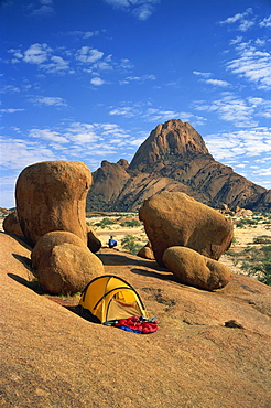 Campsite at Spitzkoppe mountains, Damaraland, Namibia, Africa