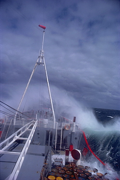 RRS Bransfield in rough seas, Antarctica, Polar Regions