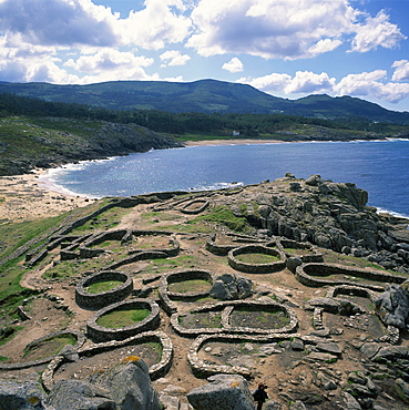 Celtic ruins near Porto do Son, west coast Castro de Barona, Galicia, Spain, Europe