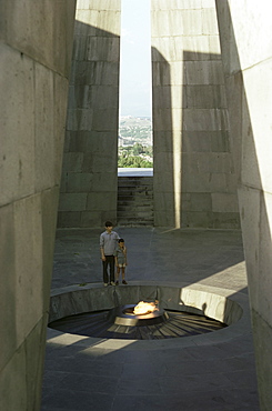 Eternal flame, Armenian Memorial, Erevan, Armenia, Caucasus, Central Asia, Asia