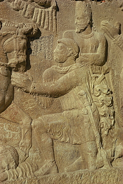 Detail from a Sassanian relief, Bishapur, Iran, Middle East