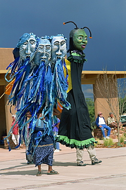 Wise Fool of New Mexico, giant puppets, Milner Plaza, Santa Fe, New Mexico, United States of America, North America