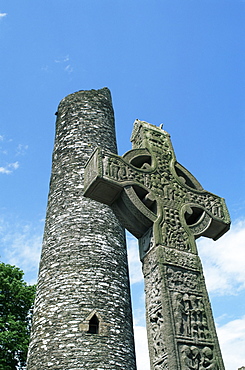 West High Cross and 10th century tower, Monasterboice, County Louth, Leinster, Republic of Ireland (Eire), Europe