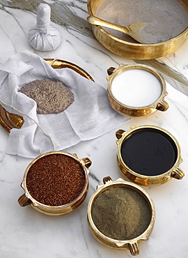 Ingredients for Nevarakizhi, an Ayurveduc treatment at the Spa at the Oberoi Udaivilas in Udaipur, India, Asia