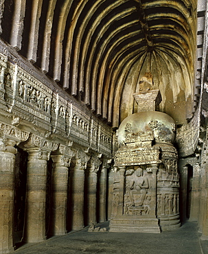 Buddhist Cave 26, Ajanta, UNESCO World Heritage Site, Maharashtra, India, Asia