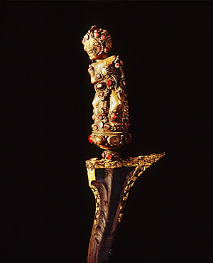 Jewelled Kris (ceremonial dagger) originated from Java, used in Balinese rituals, Bali, Indonesia, Southeast Asia, Asia