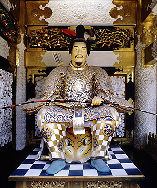 Life-like image of Tokugawa Ieyasu, founder of the Tokugawa shogunate, the Samurai Festival at Toshogu Shrine, Nikko, Japan, Asia