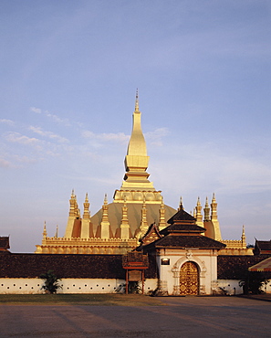 Pha That Luang in the east of the city, Vientiane, Laos, Indochina, Southeast Asia, Asia