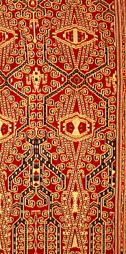 Ceremonial Ikat blanket of Iban Dayak in Sarawak, Borneo, Malaysia, Southeast Asia, Asia