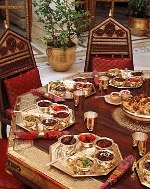 Table with Indian Cuisine in India, Asia