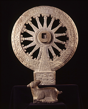 Wheel of the Law dating from the Dvaravati Period, National Museum, Bangkok, Thailand, Southeast Asia, Asia