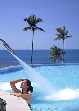 Girl at the pool at Sasha Resort in Koh Samui, Thailand, Southeast Asia, Asia