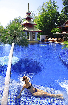 Pool at the Mandarin Oriental Dhara Dhevi Hotel in Chiang Mai, Thailand, Southeast Asia, Asia
