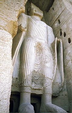 The giant Buddha image at Bamyan, UNESCO World Heritage Site, since destroyed by the Taliban, Bamiyan, Afghanistan., Asia