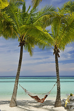 Girl on a hammock, Bohol Beach, Philippines, Southeast Asia, Asia