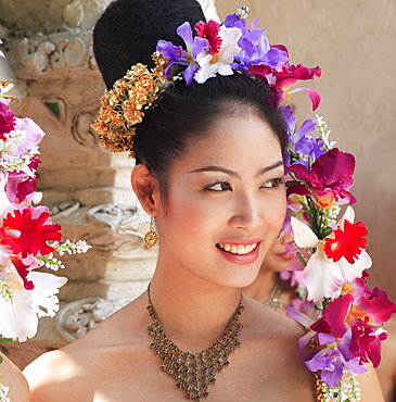 Thai girl in costume at a festival in Chiang Mai, Thailand, Southeast Asia, Asia