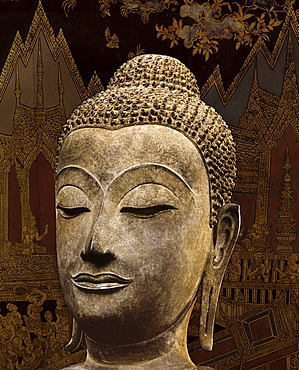 Head of a bronze Ayutthaya style Buddha image, from the 15th century, Thailand, Southeast Asia, Asia