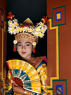 Young girl in Legong dancer costume, Bali, Indonesia, Southeast Asia, Asia