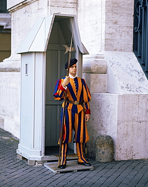 Swiss Guard at the Vatican, Rome, Lazio, Italy, Europe