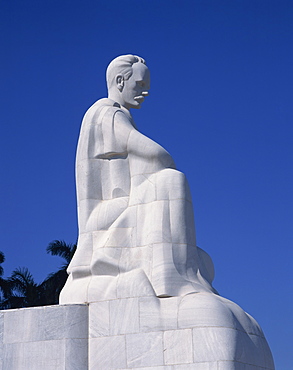 White stone monument to Jose Marti in the Plaza de la Revolucion, Havana, Cuba, West Indies, Caribbean, Central America