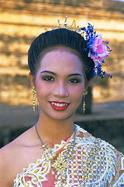 Portrait of a traditional Thai dancer, Sukhothai, Thailand, Asia