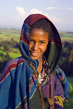 Portrait of local girl, UNESCO World Heritage Site, Simien Mountains National Park, Ethiopia, Africa