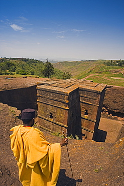 The Sunken Rock Hewn church of Bet Giyorgis (St  George), Lalibela, Northern Ethiopia, Ethiopia, AfricaThe most famous of Lalibela's Rock Hewn churches, The Sunken Rock Hewn church of Bet Giyorgis, 'St. George', dating from the 12th Century, Lalibela's Rock Hewn Churches rank amoung the greatest religio-historical sites, not only in the African continent but in the Christian World