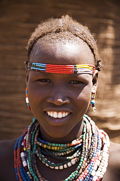 Portrait of a girl of the Galeb tribe, Lower Omo Valley, Ethiopia, Africa