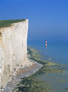 Lighthouse off Beachy Head, near Eastbourne, East Sussex, England, United Kingdom, Europe