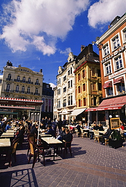 Flemish houses and cafes, Grand Place, Lille, Nord, France, Europe