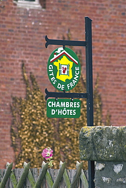 Gites de France and Chambres d'Hotes sign, St. Valery sur Somme, Picardy, France, Europe