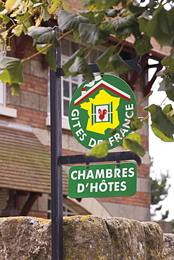 Gites de France and Chambres d'Hotes sign, St. Valery sur Somme, Picardy, France, Europe