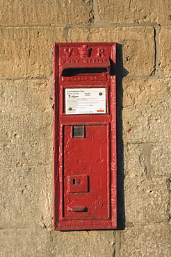 Victorian post box, Stanway village. The Cotswolds, Gloucestershire, England, United Kingdom, Europe