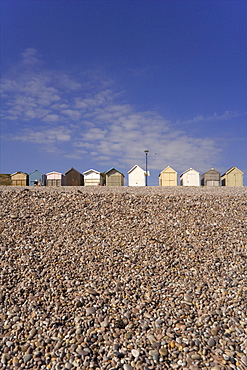 Beach huts, Budleigh Salterton, Jurassic Coast, Devon, England, United Kingdom, Europe