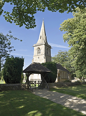 The church at Lower Slaughter village, Gloucestershire, The Cotswolds, England, United Kingdom, Europe