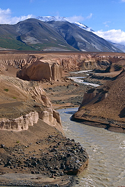 Ignimbrite exposed in river canyons cut since 1912 eruption, in the Valley of Ten Thousand Smokes, in Katmai Volcano National Park, Alaska, United States of America, North America