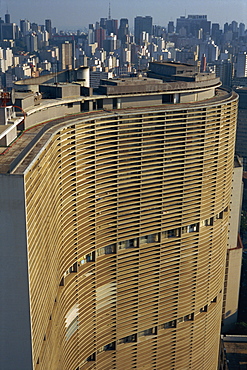 Huge curved office block facade, designed by Oscar Niemeyer, Sao Paulo, Brazil, South America