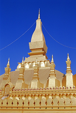 That Luang (That Louang) stupa, 45m high, main Buddhist temple and national symbol of Laos, Vientiane, Laos, Indochina, Asia