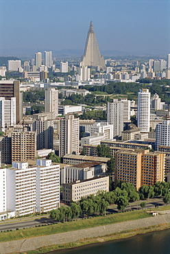 Ryugyong Hotel pyramid (unfinished), Pyongyang, North Korea, Asia