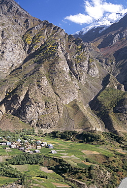 Himalayan mountain village in Chenab Valley near Keylong, Himachal Pradesh, India, Asia