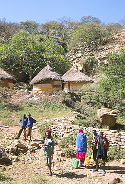 Traditional village houses in village of Sof Omar, Southern Highlands, Ethiopia, Africa