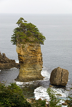 Sea stack, Sonno headland, Rikuchu Kaigan Coast National Park, east coast of northern Honshu, Japan