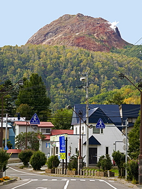 Showa Shin-zan lava dome, that grew from nothing in 1945, on flank of Usu volcano, Shikotsu-Toya National Park, Hokkaido, Japan