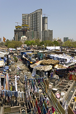 Dhobi Ghat, the main city laundries at Mahalaxmi, Mumbai, India, Asia 