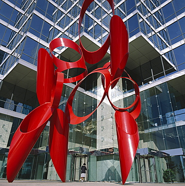 Red modern sculpture, NCNB Plaza, Dallas, Texas, United States of America (USA), North America