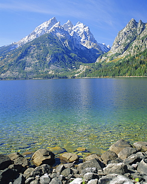 Tetons and Jenny Lake, Grand Teton National Park, Wyoming, USA